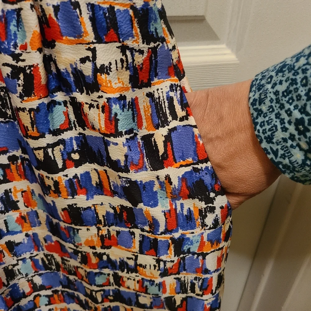 KATE SPADE Multicolored Brush Stroke Print Sleeveless 100%‎ Silk Dress - Size 6